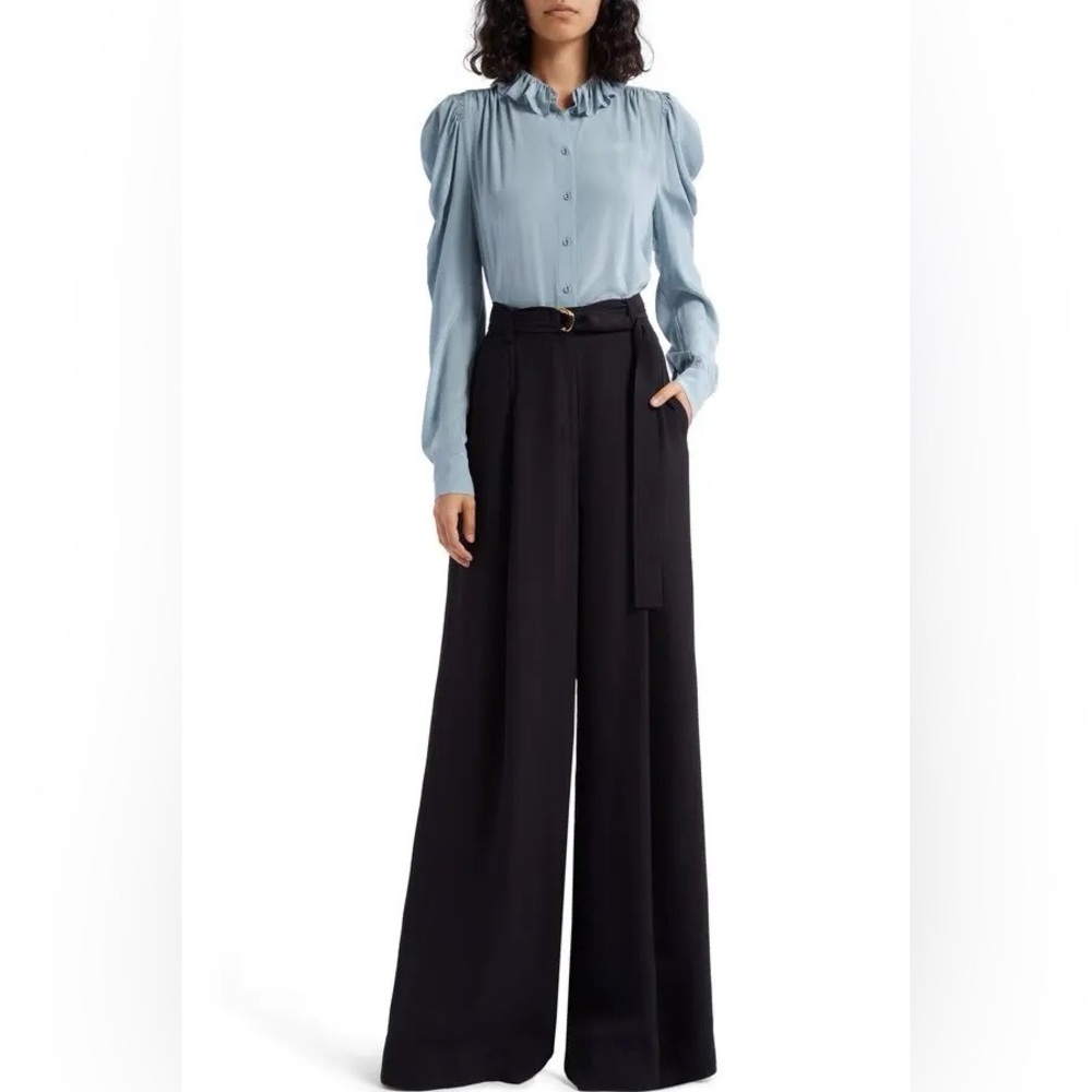 NWT Ulla Johnson Dara Ruffle Neck Silk Button-Up Blouse - Picture 7 of 7
